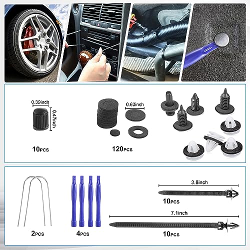 Image of Uolor 342Pcs Trim Removal Tool Kit, Car Panel Door Audio Radio Stereo Removal Tools, Auto Push Pin Bumper Retainer Clip Set /Fastener Terminal Remover Tool /Car Upholstery Repair Pry Kit Auto Clip Plier