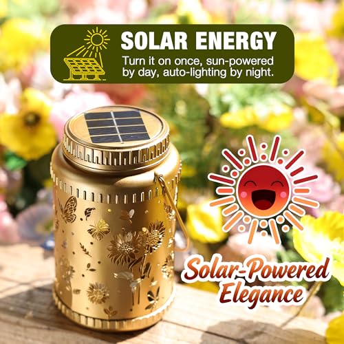 Cooo 6 Pack Solar Stake & Hanging Lanterns Outdoor Sunflower Butterfly - image 7