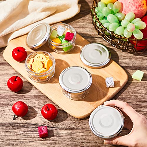 24 Pcs 2.5 Oz Salad Dressing Container To Go Reusable Glass Condiment Containers With Lids Glass Food Storage Containers Small Glass Jars Sauce Containers For Lunch Box Picnic Travel, Silver Lids #TOP3