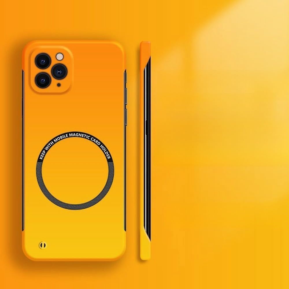 Twardy PC Gradient Color Frameless Phone Case Do iPhone 16 15 14 Plus 13 12 11 Pro X XR Xs Max Magnetyczny Matowy Cienki, pomarańczowy, Do iPhone 16 Pro