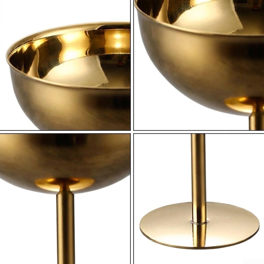 Macetas de postre de metal de 200 ml, copas de acero inoxidable para helado, yogur, ensalada de frutas, gelatina, degustación de porciones individuales, color dorado, 4 unidades (dorado)