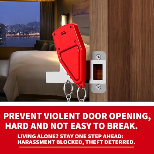 1 Pack Portable Door Lock for Travel with Alarm, Heavy Duty Security Lock for Hotel Room Door, Apartment Safety Device, Anti-Theft Door Locker with Loud Alarm Sound (Fits All Inward Doors) - Image 3