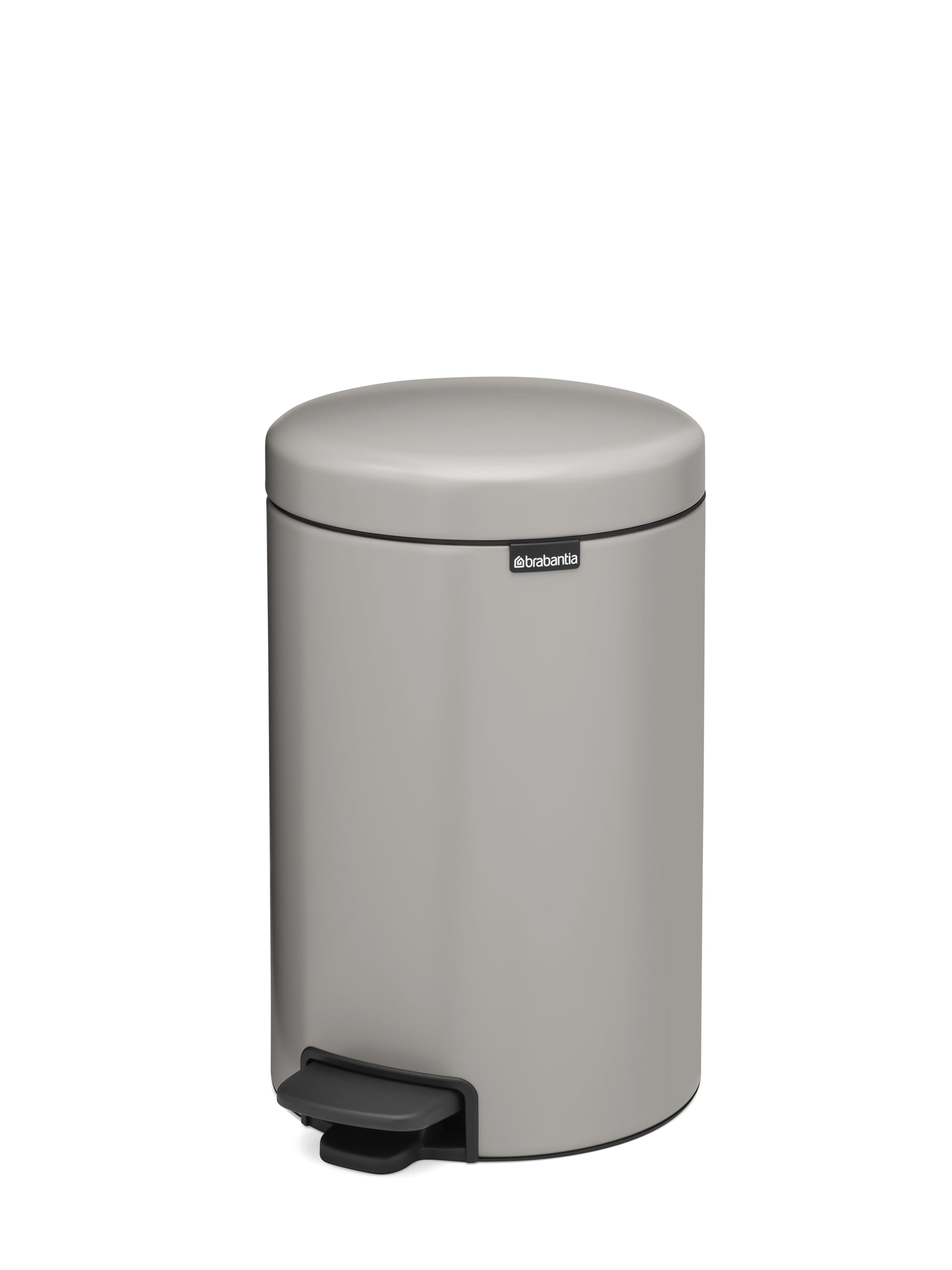 Brabantia NewIcon Pedal Bin 12L, Medium Waste Bin for Kitchen, Soft Closing Lid, Light Pedal Operation, Removable Inner Bucket, Non-Slip Base, Soft Grey, Free PerfectFit Rubbish Bags, 25 x 34 x 41 cm