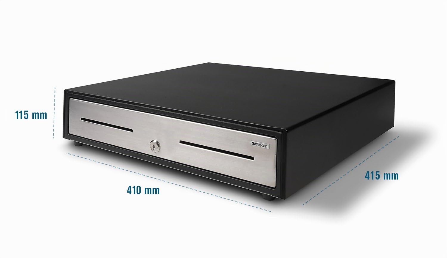 Safescan HD-4141S Cajón portamonedas uso intensivo para el efectivo - Caja dinero con 4 apartados para billetes y 8 para monedas - Caja dinero con conexión RJ-12 - Cajón portamonedas 41x41,5x11,5 cm
