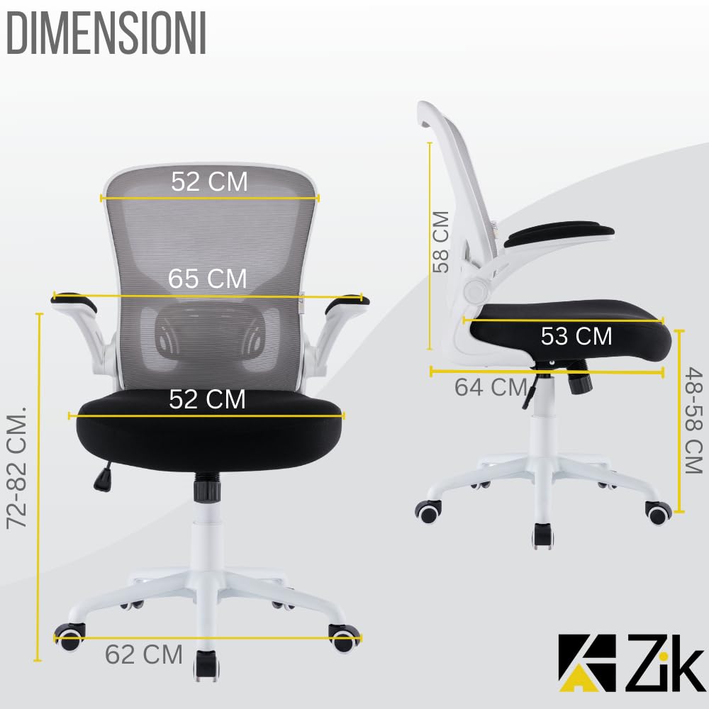Ergonomische bureaustoel LAMBO PRO, met Hoofdsteun en Lendensteun, met