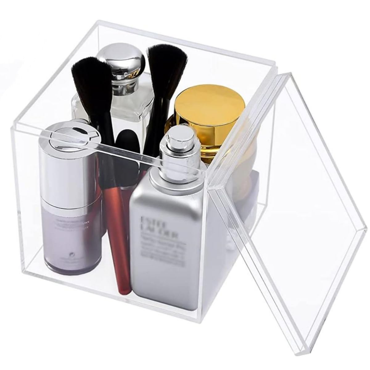 LOVPLAY Acrylic Box Clear Display Boxes with Lids, Acrylic Cube Stand Risers Plastic Square Containers Decorative Acrylic Storage Boxes for