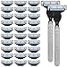 Price comparison product image NAVESO Mach 3 Razor Blades Men, 32 Pcs Mach 3 Blades with 2 Precision Trimmer, Razor Blade Refills, Manual Razor Blade, Mach 3 Mens Shaving Blades, Professional Barber Beard Razor Blades