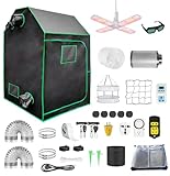 Grow Tent Kit Complete System High Reflective Mylar Indoor Grow Tent Hydroponics Growing Tent with Full Spectrum LED Grow Light Observation Window, Ventilation Fan,Carbon Filter (48