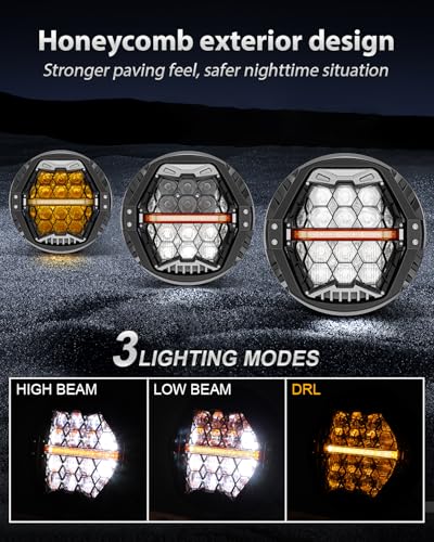 Image of Black-silver 1000% Bright 120W 7'' Motorcycles LED Headlight with Amber Turn Signal Compatible with Road King Road Glide Street Glide Electra Glide Ultra Limited Trike Heritage Softail Fat Boy Yamaha