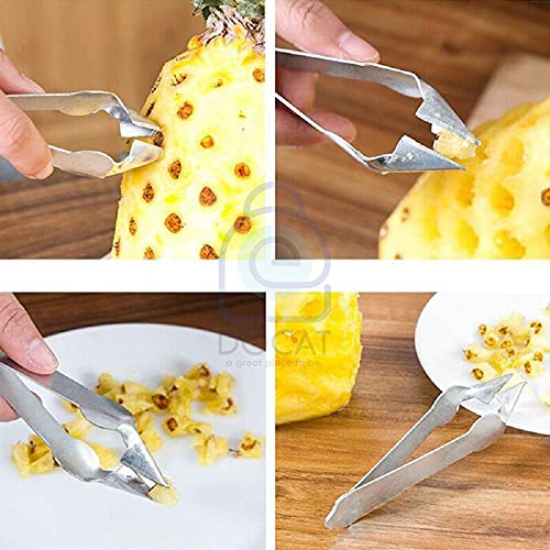 Image of DOCAT Stainless Steel Pineapple Seed Clip Eye Remover Kitchen Tool - 1 Piece (Manual)