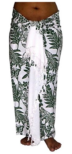 100 Modelos en la Tienda Sarong Toalla de Playa Pareo Falda Envolvente Loop Verde/Blanco Sar01