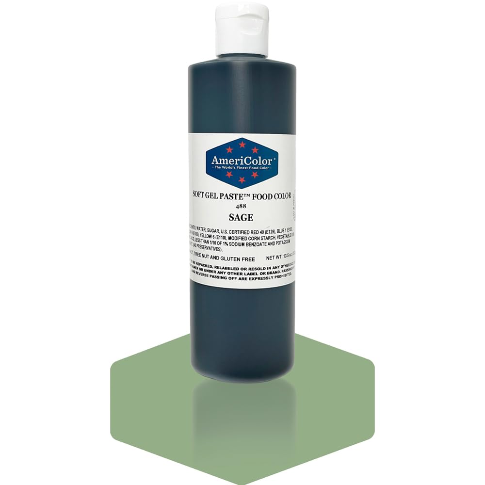 AmeriColor, Sage, 13.5 Ounce Bottle, Soft Gel Paste Food Color