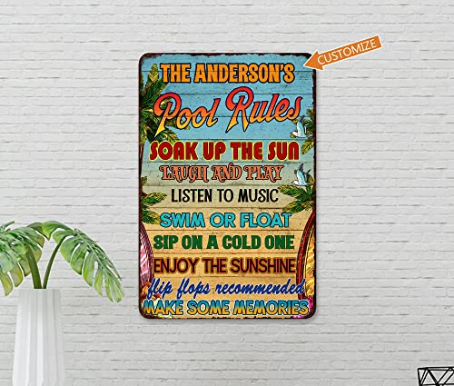 Cartel de reglas para piscina personalizado decorativo miniatura 3