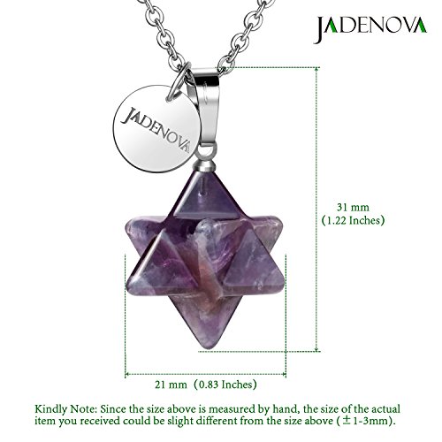 Jadenova Natural Amethyst Necklace Merkaba Crystal Pendent Necklace For Women Men Jewelry Energy Healing Gemstone Pendulum Pendant (18 Inches Stainless Steel Chain) #TOP3