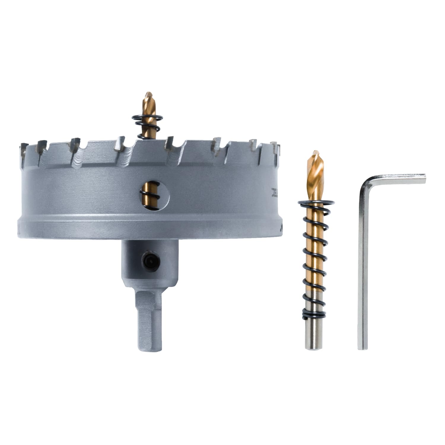 POWERTEC 4" Tungsten Carbide Hole Saw for Soft & Hard Metal | Tungsten Carbide Tipped Hole Cutter Set with Titanium-Plated Pilot Drill Bit for Metal,