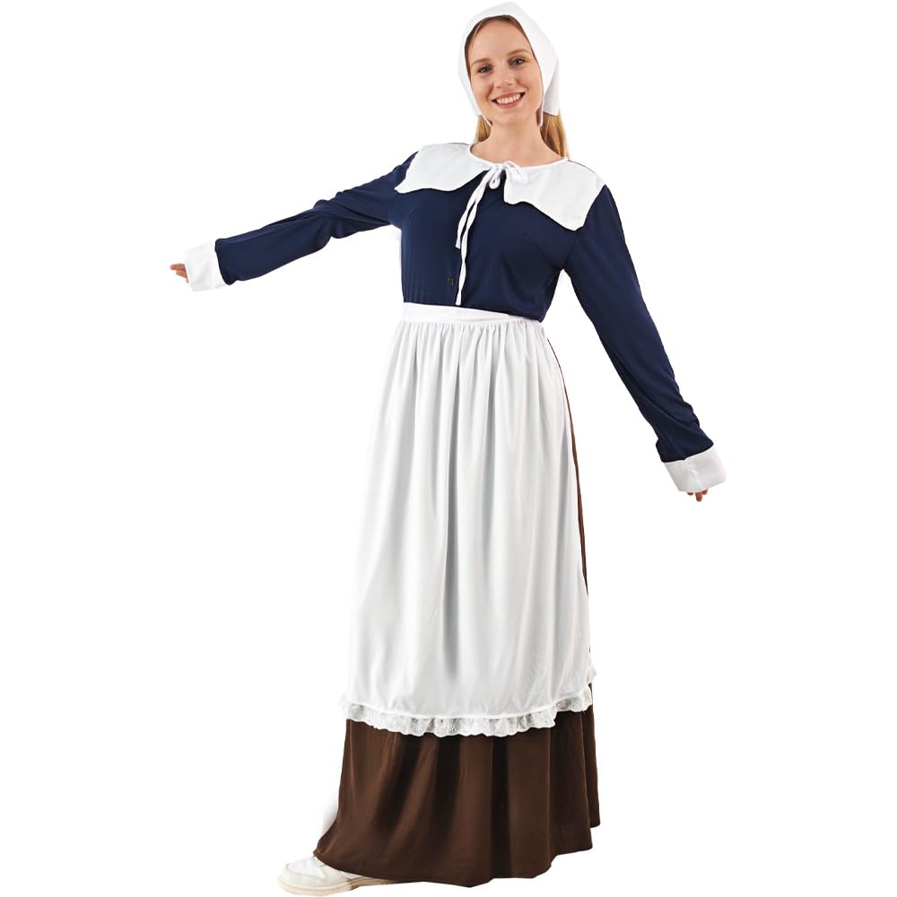 EraSpooky Womens Pilgrim Costume Adult Thanksgiving Day Puritan Outfits Size M, Multicolored - Image 2