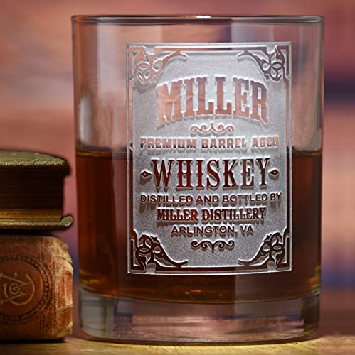 Personalized Whiskey Label Scotch, Bourbon Glass Single Glass