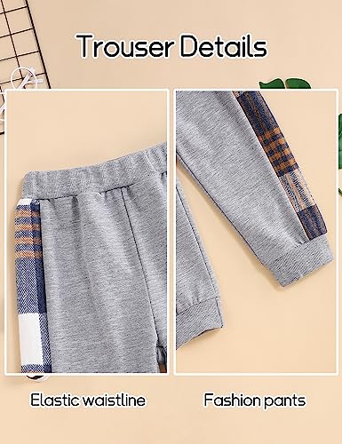 Wexuua Toddler Baby Boy Clothes Splicing Sweatshirt Pullover + Pants Two-Piece Set Kids Fall Outfit for Boys - Image 5