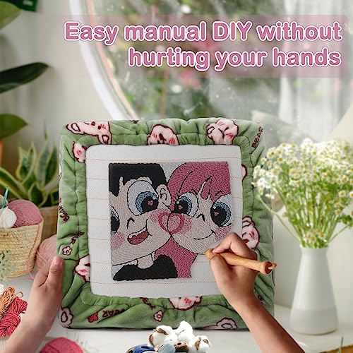Image of 9.8 inch*9.8 inch Gripper Strip Frame Cover Rug Hooking Frame Cover Punch Needle Frame Cover Flannel (Green)