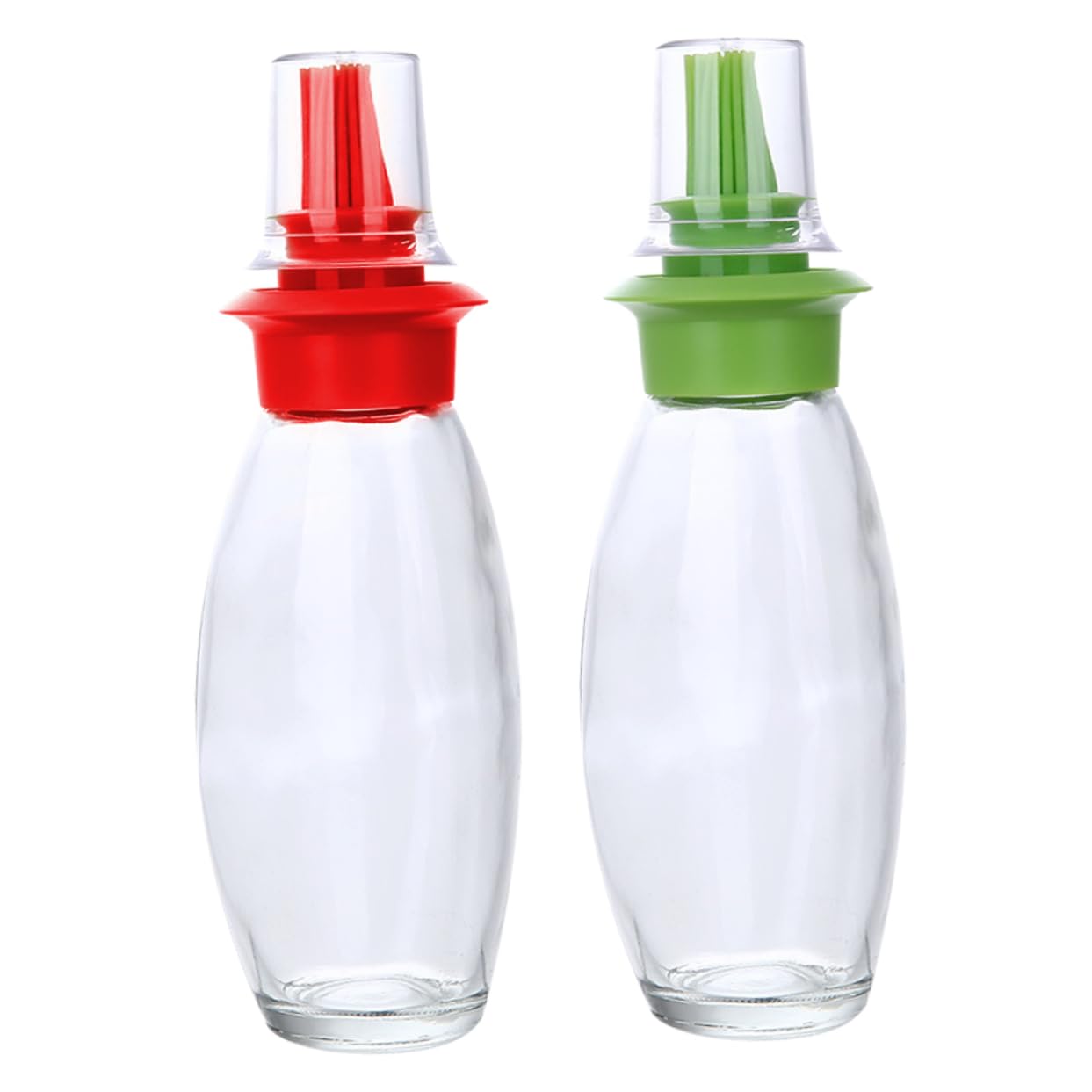 BRIGHTFUFU 1pc Silicone Oil Brush with Dispenser Bottle Non Slip Bbq Brush for Barbecue and Baking Food Grade Silicone Kitchen Tool with Transparent Cap Easy to Clean and Store Red