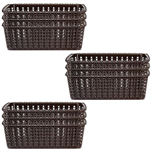 Kuber Industries (Pack of 9) Storage Basket | Small M 15 | Multipurposes Countertop Baskets | Basket For Storage, Kitchen, Stationary | Cabinets Storage Organizer | Brown