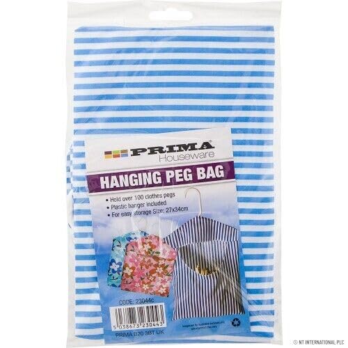 PaulStore Hanging Fabric Peg Bags Clothes Line Laundry Washing Basket Storage Pouch Hanger Blue - Image 6