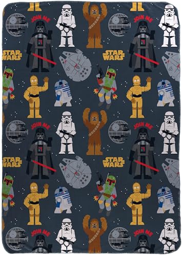Jay Franco Kids Plush Throw Blanket Soft & Cozy Fleece Throw for Bedroom & Couch Dcor Official Licensed Product Grey - Star Wars 46x60 - Throw Blanket
