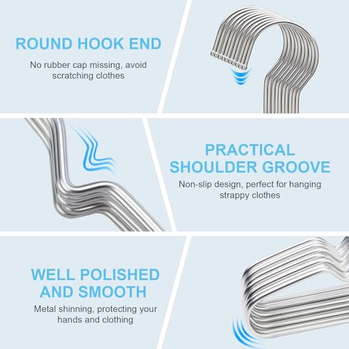 Coat Hangers 40 Pack Clothes Hangers, Seropy Metal Hanger Heavy Duty Wire Hangers with Non Slip Notch, Ultra Thin Stainless Steel Hanger Space Saving Clothing 16.5 Inch - Image 3