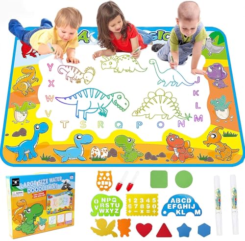 2025 Trending 1-4 Year Old Toddlers Painting Toy Water Doodle Mat for Girls and Boys Dinosaur Coloring Pad for Kids Age 1 2 3 4 Magic Drawing Board Educational Christmas Birthday Gifts for Education