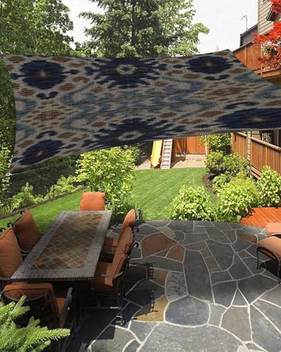 Waterproof Sun Shade Sail Afghan Abstract Geometric Patterns Art Outdoor Patio Sun Shades Canopy UV Block Water Resistant Sunshade for Garden Backyard Deck Pergola 8x10 Ft