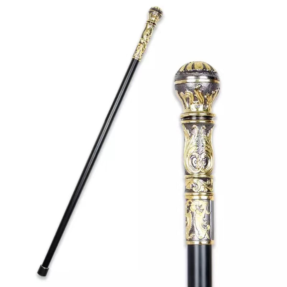 Bastón para Hombres y Mujeres, bastón para Caminar, Bastones de 90 cm/35,4 Pulgadas en aleación de Aluminio, para Bodas, Aniversarios, carnavales o Fiestas de Disfraces (Color : Black)