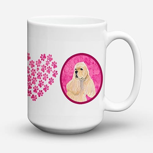 Caroline Treasures Cocker Spaniel Taza de café de cerámica, apta para lavavajillas, apta para microondas, 15 onzas SS4798, Casual, Multicolor