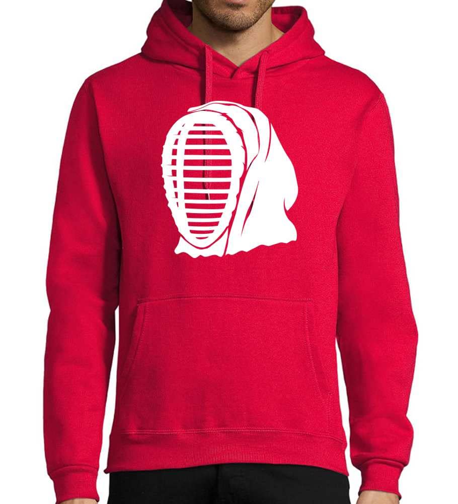 Kendo - Felpa con cappuccio da uomo, Colore: rosso, M
