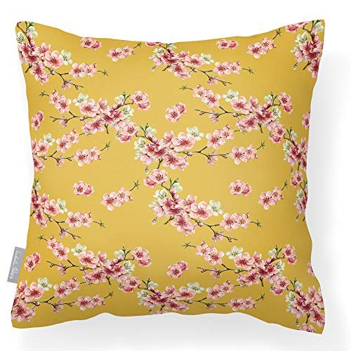 Izabela Peters Outdoor Cushions Waterproof, 43 cm, Filled Outdoor Cushion, Cherry Blossom - Mustard, Garden Furniture Cushions, Outdoor Seat Cushions, Garden Chair Cushions โ image 1