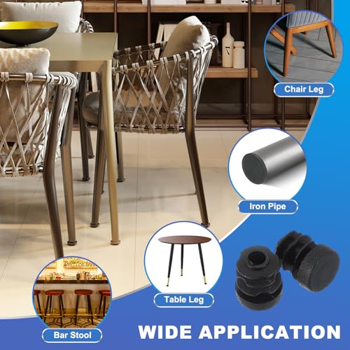 Image of PATIKIL 1 /2 Inch Plastic Tubing End Caps, 20 Pcs Round Hole Plug Insert for Round Iron Pipe Chair Leg Table Bookshelves Patio Furniture, Black