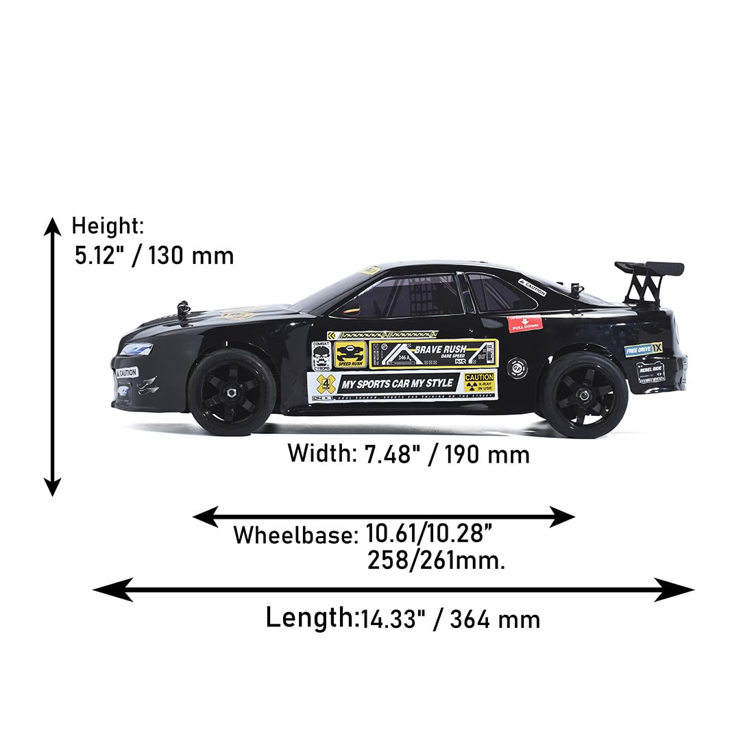 VRX RH1003 Nitro RC Auto 1/10, motore a combustione, veicolo da corsa RC con 60 km/h ad alta velocità, telecomando 2,4 G, motore CY-18, per adulti, RTR nero