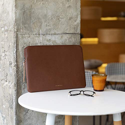 Comfyable Funda protectora delgada para portátil de 13-13,3“, compatible con MacBook Pro de 13in y MacBook Air, MacBook Pro de 14-in M1 2021 A2442, funda de piel sintética impermeable para Mac, marrón