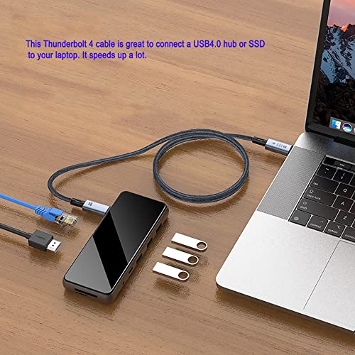 Image of Full-Featured USB C Cable for Video, Data and 240W Fast Charging, 40Gbps Super Speed USB4.0 Cord and 8K 60Hz Monitor Link, Compatible with All Thunderbolt 3 and 4 - Silver /Black, 1m /3.3ft