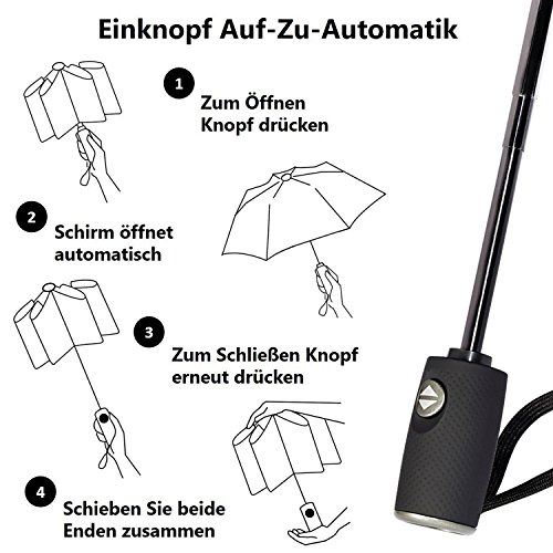 MUCO Ombrello Pieghevole Antivento, con Apertura e...