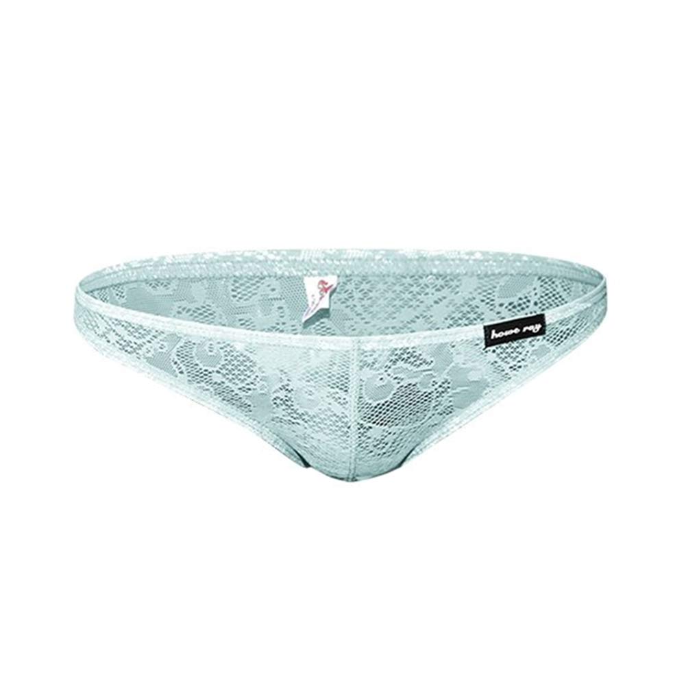 sandbank Men’s Sexy Lingerie Lace Panties Bikini T-Back Thong G-String Underwear (Light Blue, UK XS(Tag M))