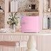 Upstreman 1.7 Cu.Ft Retro Mini Fridge, Low Noise, Energy Saving, Adjustable Thermostat, Single Door, Side Bottle Opener, Metal Handle, Compact Refrigerator for Office, Bedroom, Dorm-FR17 PRO (Pink)