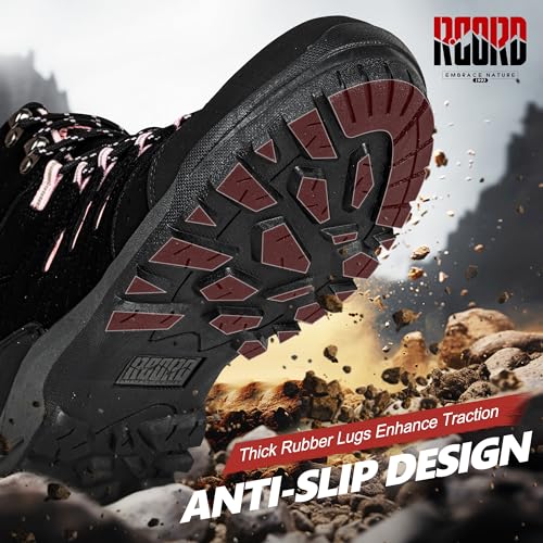 Image of R CORD Womens Hiking Boots Waterproof Slip-Resistant Cushioned Support Durable for Hiking, Travel, Rainy Days, Camping, and Outdoor Adventures