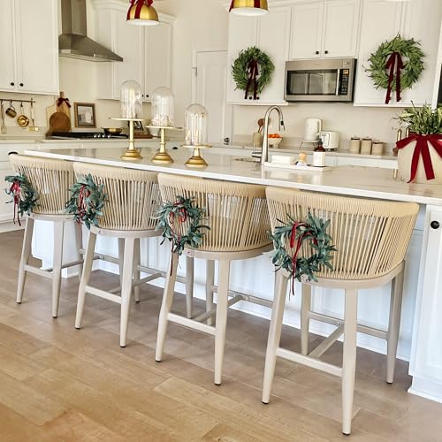 Image of PURPLE LEAF Outdoor Height Bar Stools Set of 2 with Cushion, Champagne