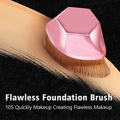 Pincel Mágico Hexagonal Oval Base Make Blogueira Tiktok Novo (Rosa)