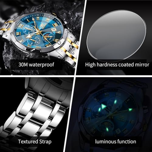 Image of OLEVS Men Watch Business Dress Diamond Luxury Watch Luminous Easy to Read Date Waterproof Stainless Steel Quartz Analog Simple Dress Watch