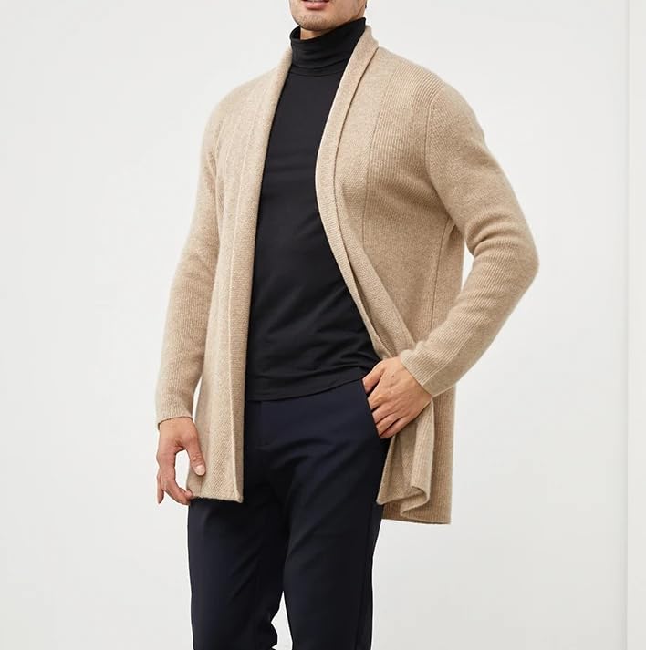Suéter de cachemira para hombre, cárdigan de negocios, casual, talla grande, abrigo de punto