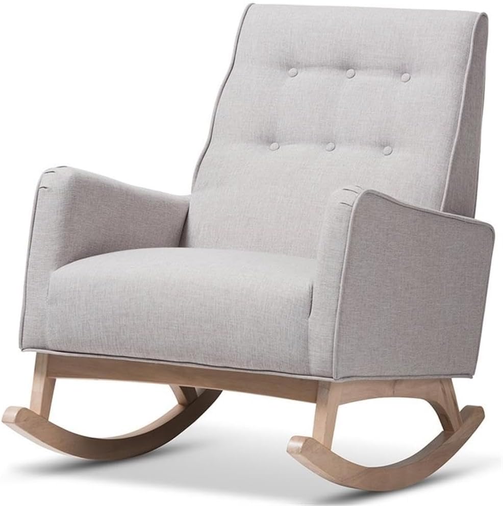 Baxton Studio Marlena Tufted Rocker in Grayish Beige
