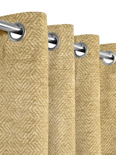Image of Saral Home Pacman Chenille Blackout Door Curtains 2pc, Gold 4X7 Ft