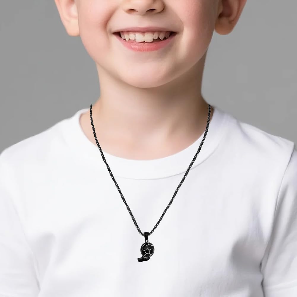 Regalo Futbol Niño Cadena Joyería 23 Pulgadas Negro