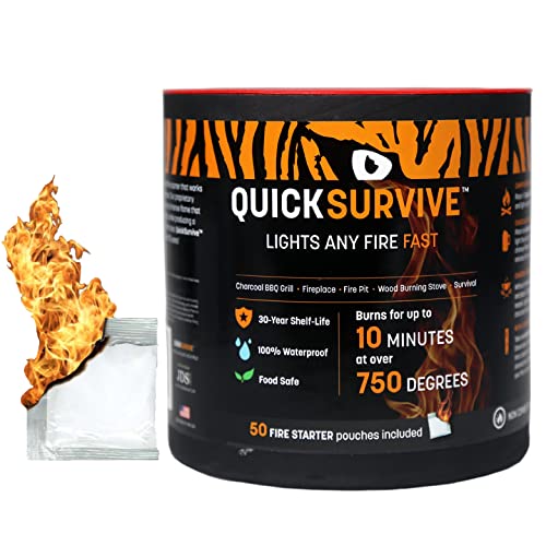 QuickLight by QUICKSURVIVE All-Purpose 100% Waterproof Fire Starters - Fire Starters for Campfires...